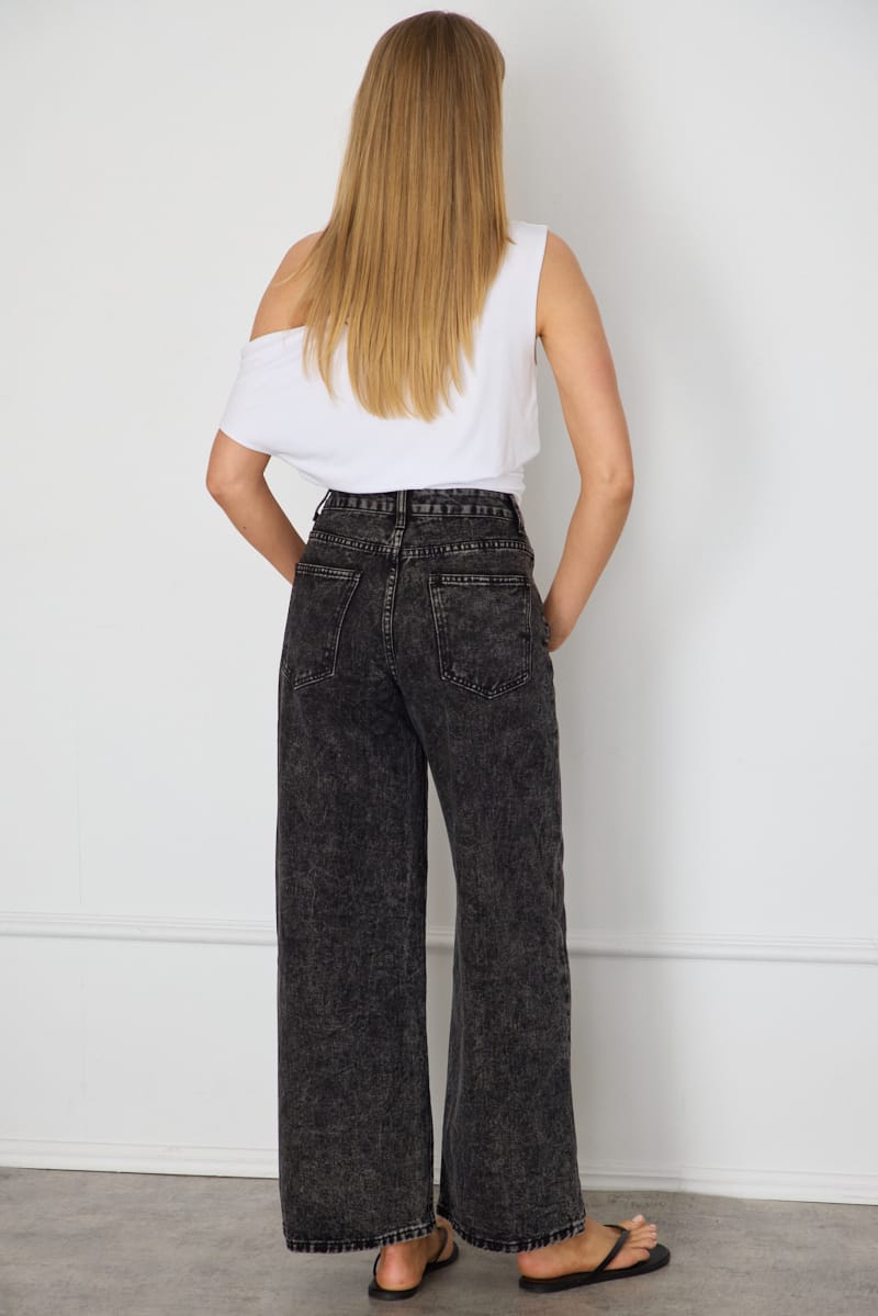 Black Wide Leg Jeans High Rise for Ally Fashion