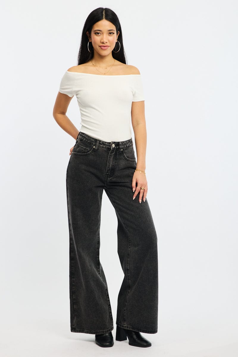 Grey Wide Leg Jeans for Ally Fashion