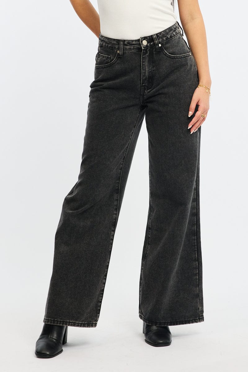 Grey Wide Leg Jeans for Ally Fashion