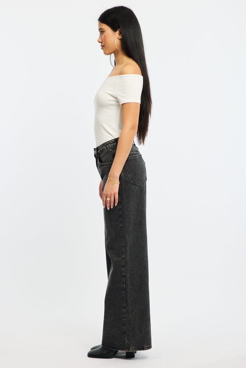 Grey Wide Leg Jeans for Ally Fashion