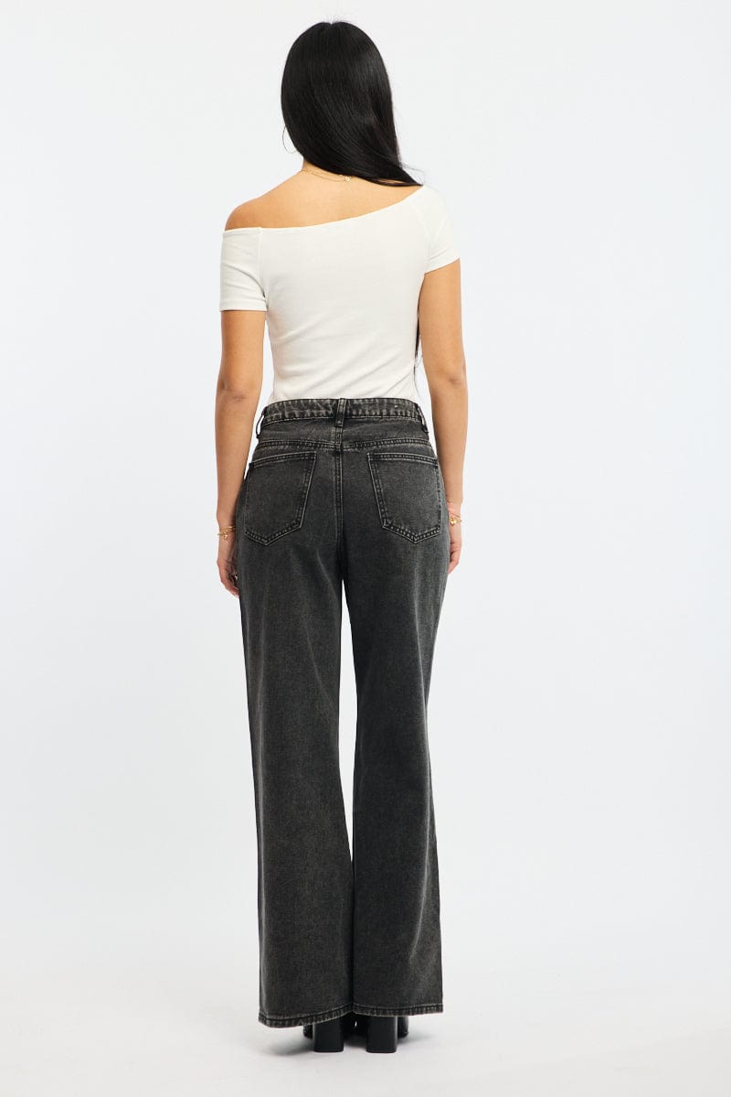 Grey Wide Leg Jeans for Ally Fashion