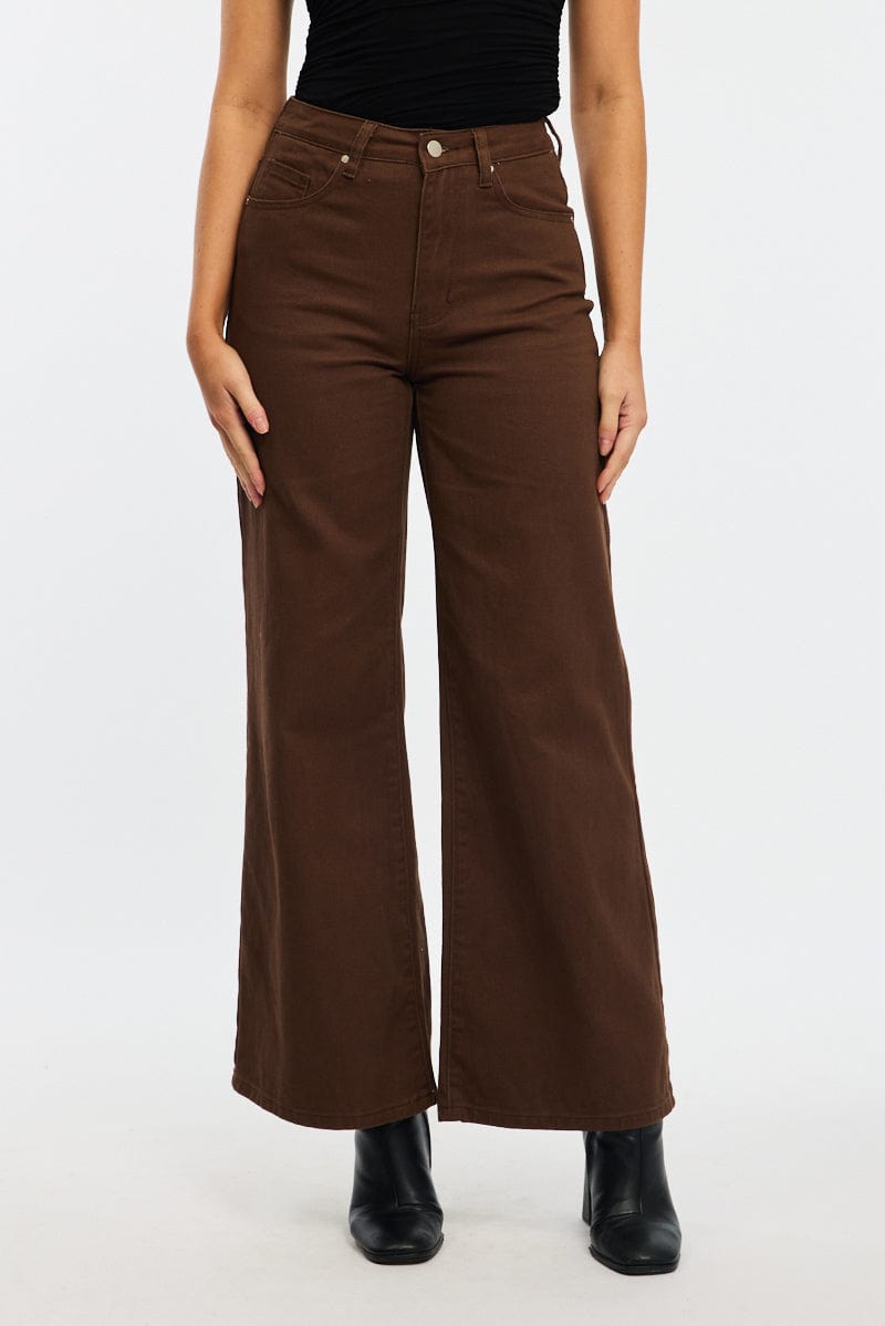 Brown Brown Mid Rise Straight Leg Jeans for Ally Fashion