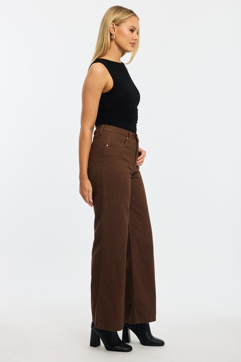 Brown Brown Mid Rise Straight Leg Jeans for Ally Fashion