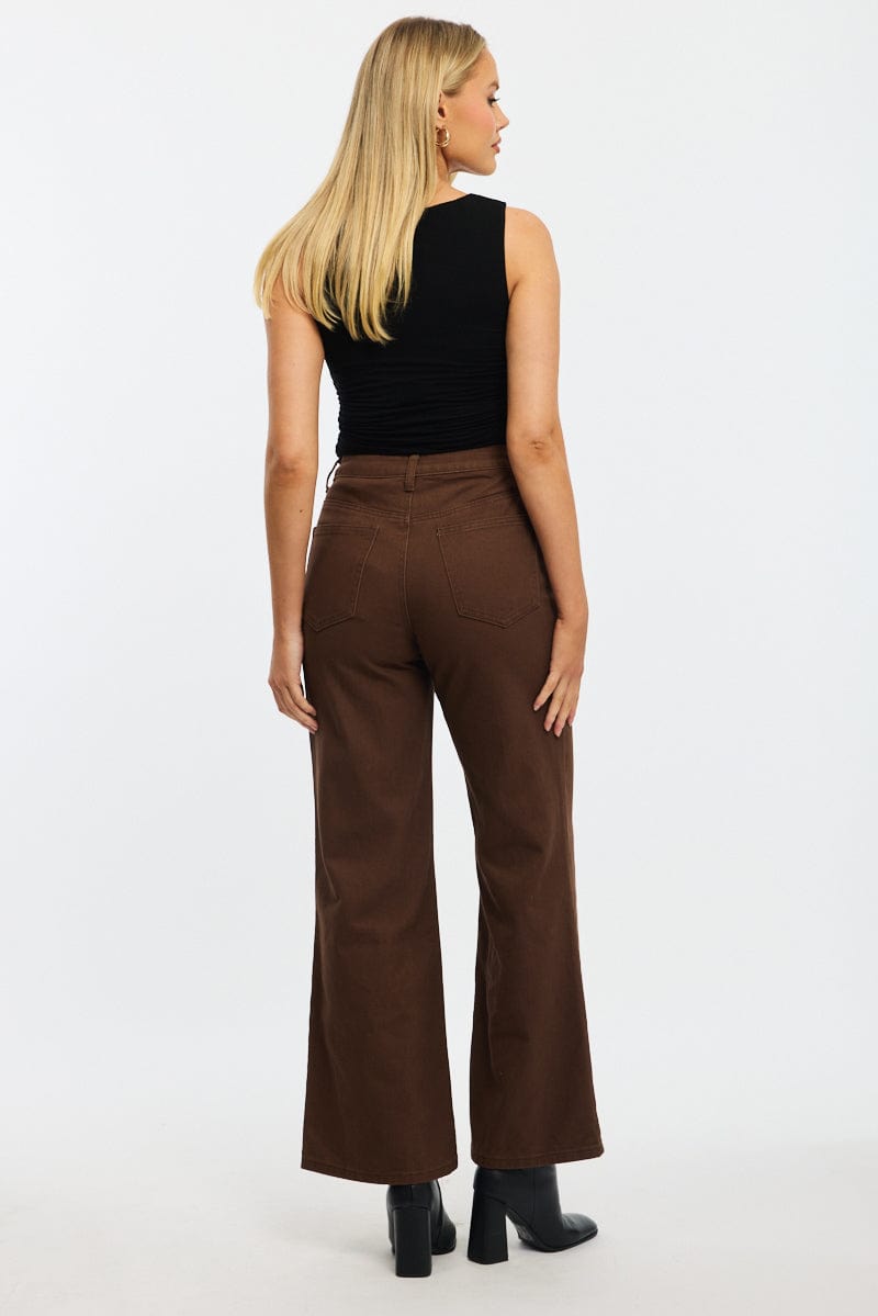 Brown Brown Mid Rise Straight Leg Jeans for Ally Fashion