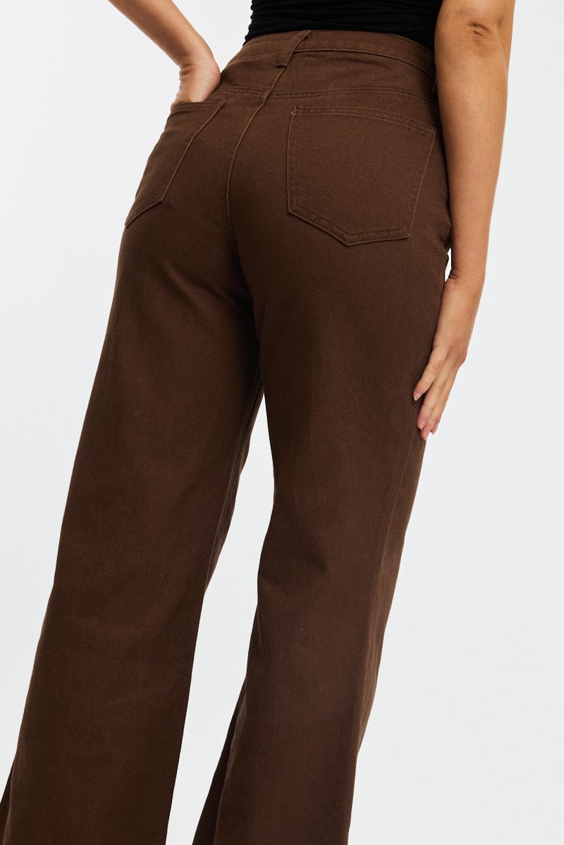 Brown Brown Mid Rise Straight Leg Jeans for Ally Fashion