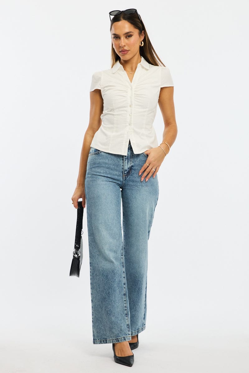Denim Wide Leg Jeans Mid Rise for Ally Fashion
