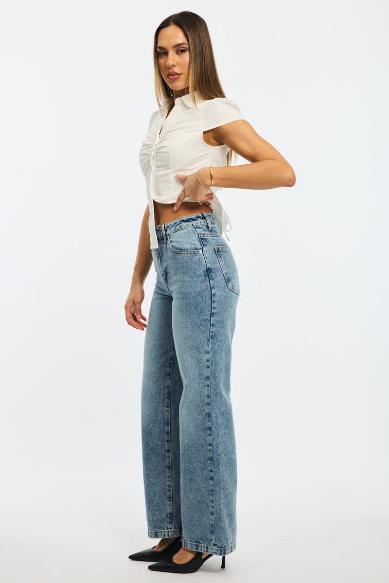 Denim Wide Leg Jeans Mid Rise for Ally Fashion