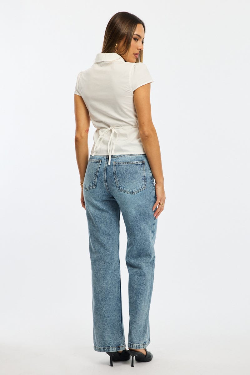 Denim Wide Leg Jeans Mid Rise for Ally Fashion