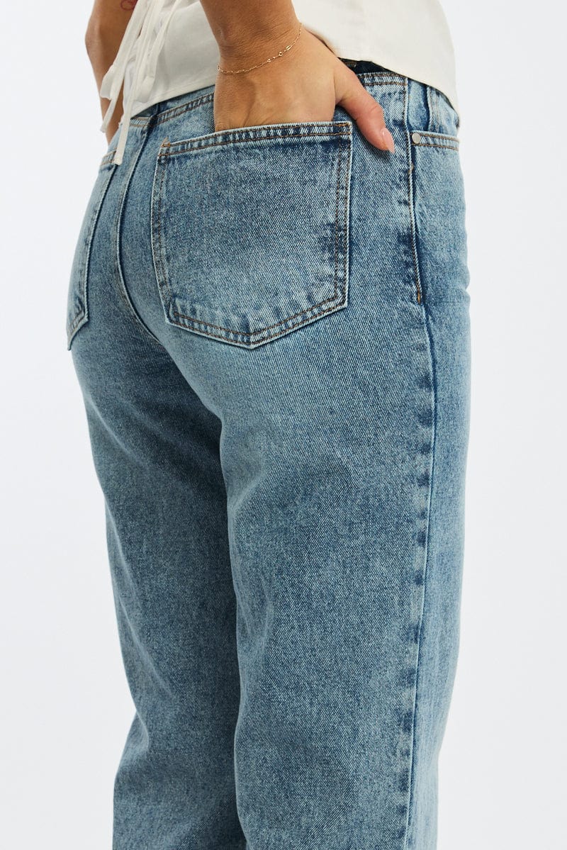 Denim Wide Leg Jeans Mid Rise for Ally Fashion