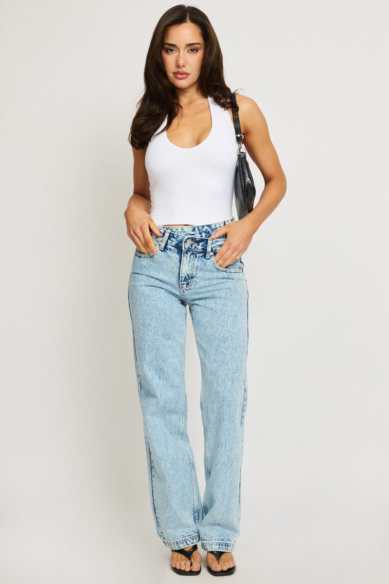 Denim Straight Jeans Mid Rise for Ally Fashion