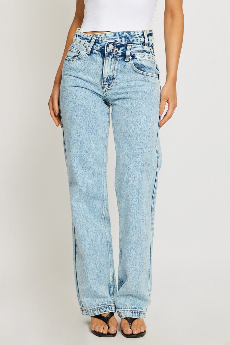 Denim Straight Jeans Mid Rise for Ally Fashion