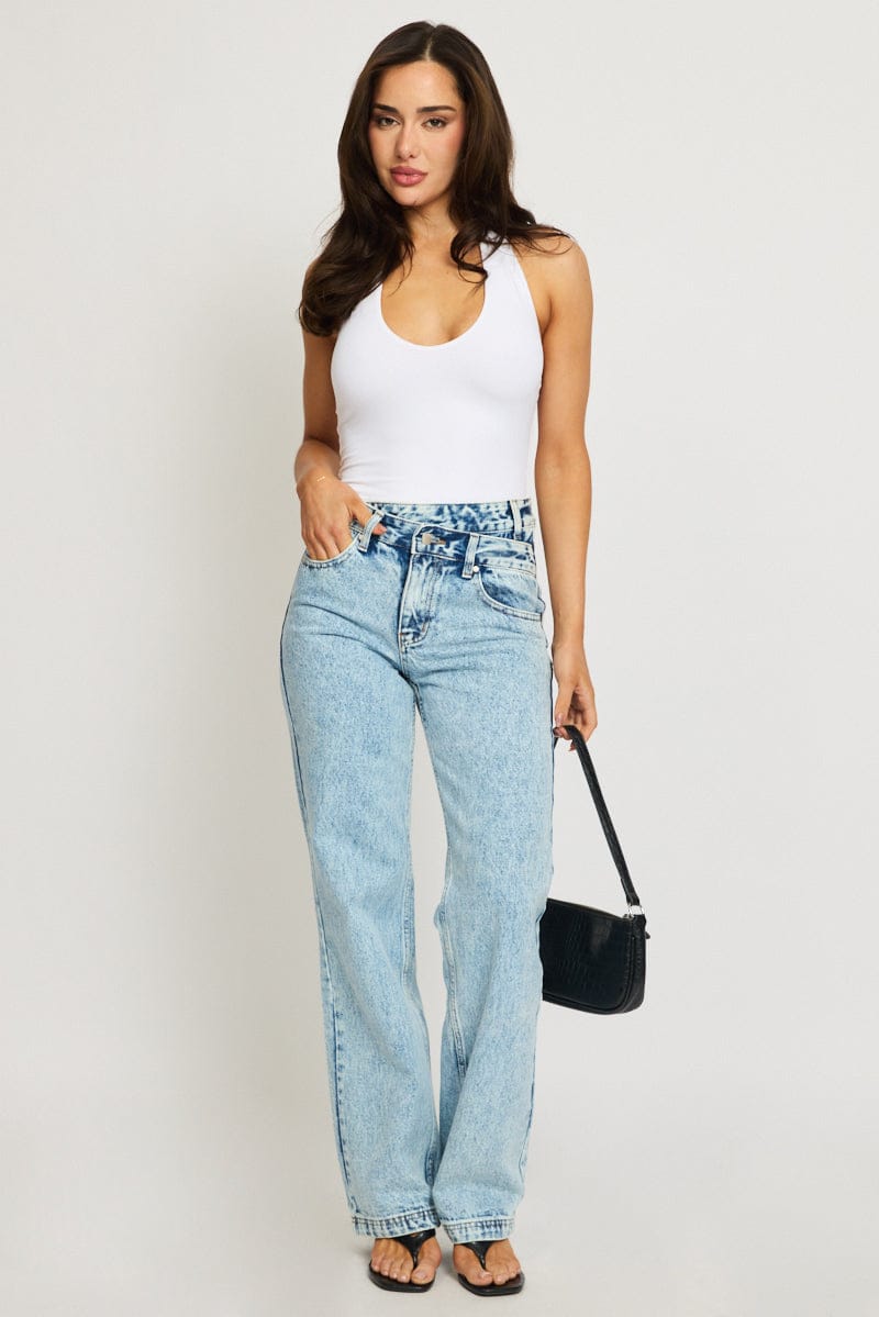 Denim Straight Jeans Mid Rise for Ally Fashion