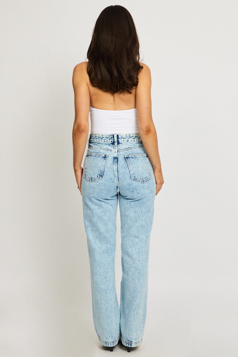Denim Straight Jeans Mid Rise for Ally Fashion