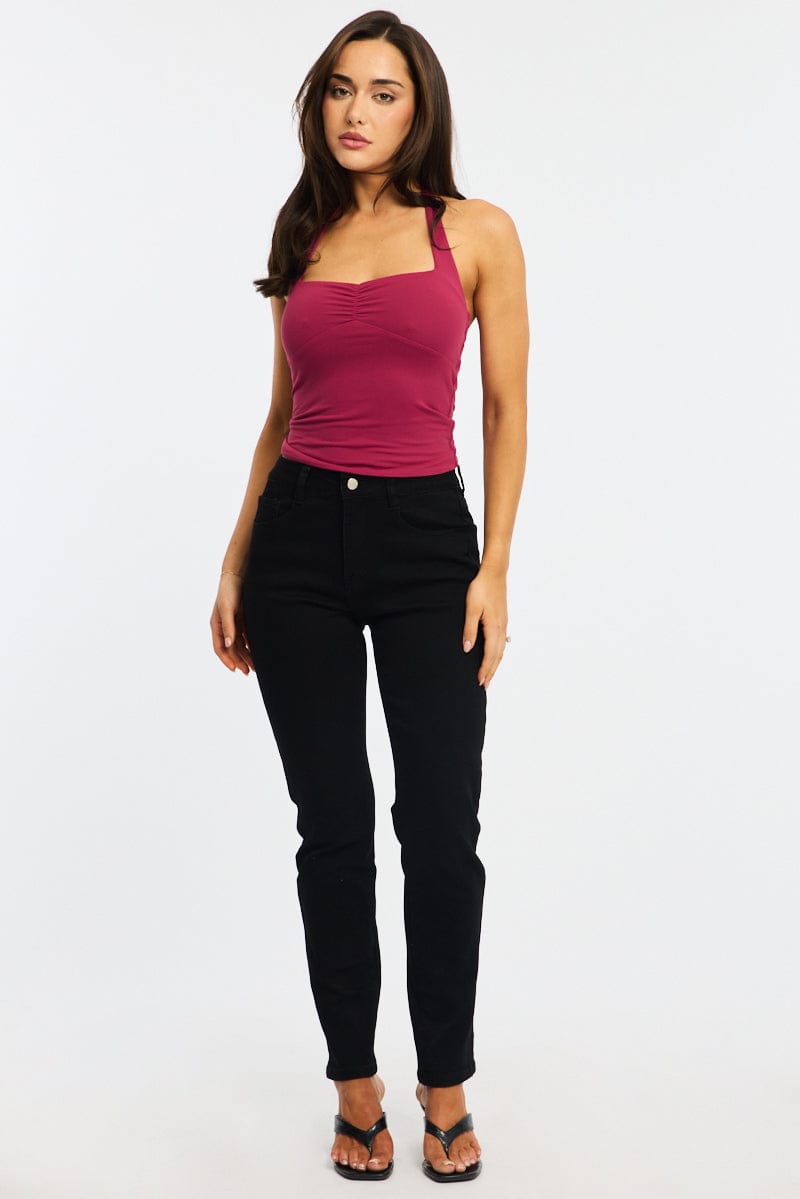 Black Straight Jeans High Rise for Ally Fashion