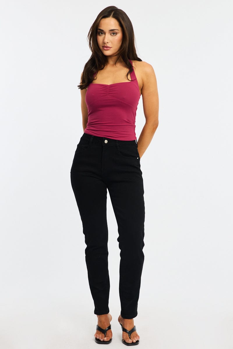 Black Straight Jeans High Rise for Ally Fashion