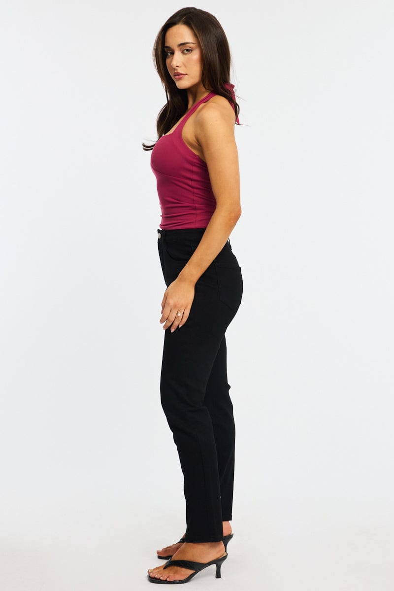 Black Straight Jeans High Rise for Ally Fashion