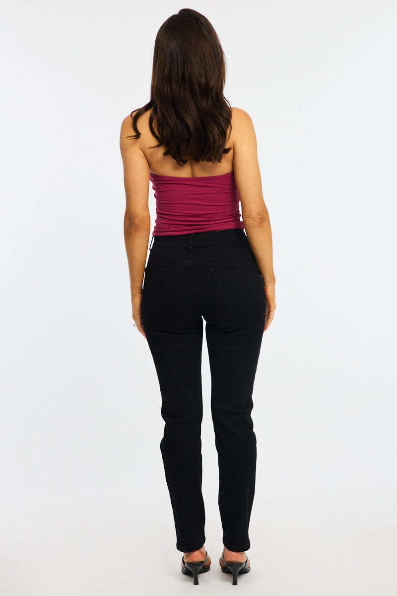 Black Straight Jeans High Rise for Ally Fashion