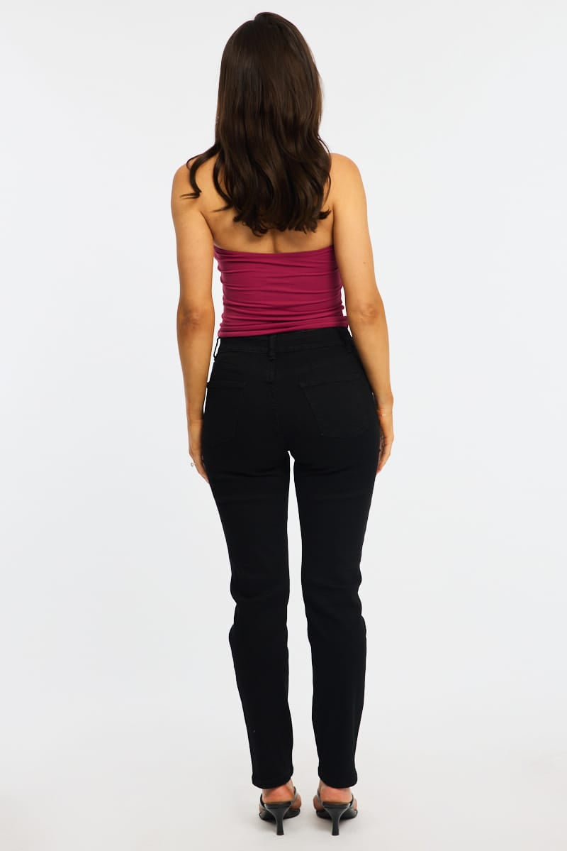Black Straight Jeans High Rise for Ally Fashion