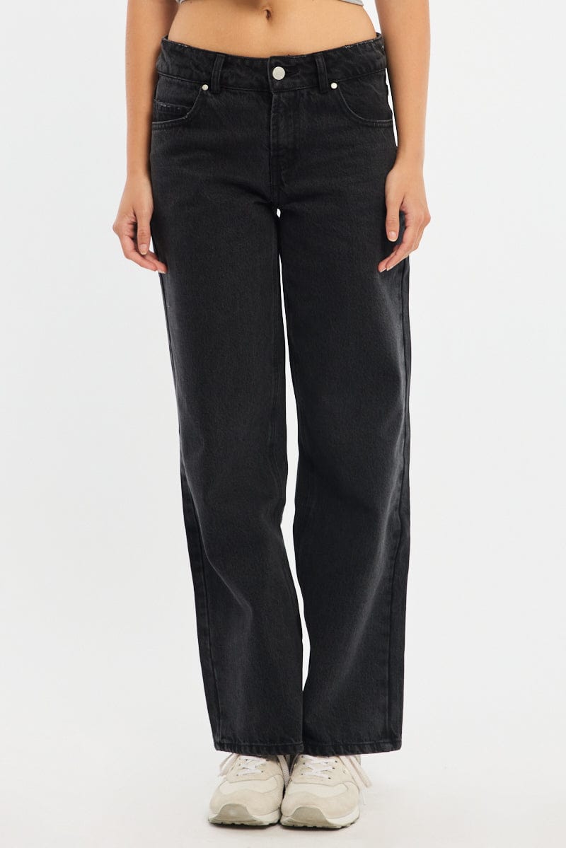 Black Baggy Jeans Low Rise for Ally Fashion