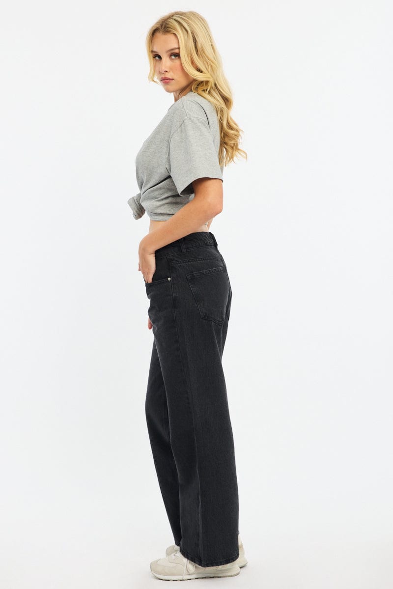 Black Baggy Jeans Low Rise for Ally Fashion