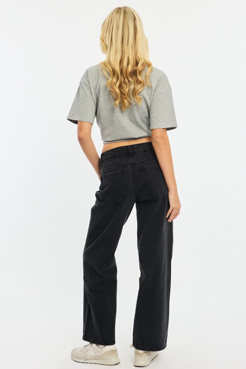 Black Baggy Jeans Low Rise for Ally Fashion