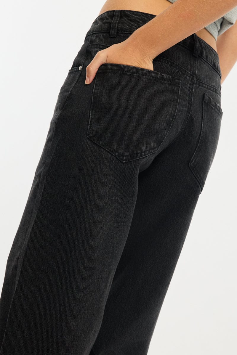 Black Baggy Jeans Low Rise for Ally Fashion