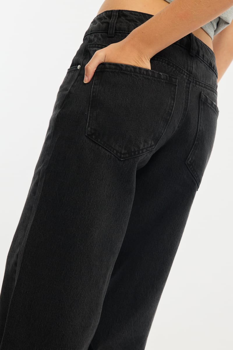Black Baggy Jeans Low Rise for Ally Fashion
