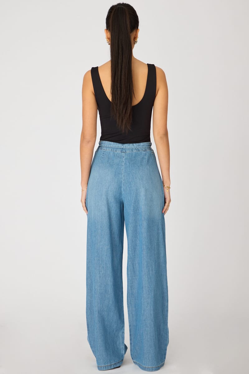 Denim Wide Leg Jeans Tie Up for Ally Fashion