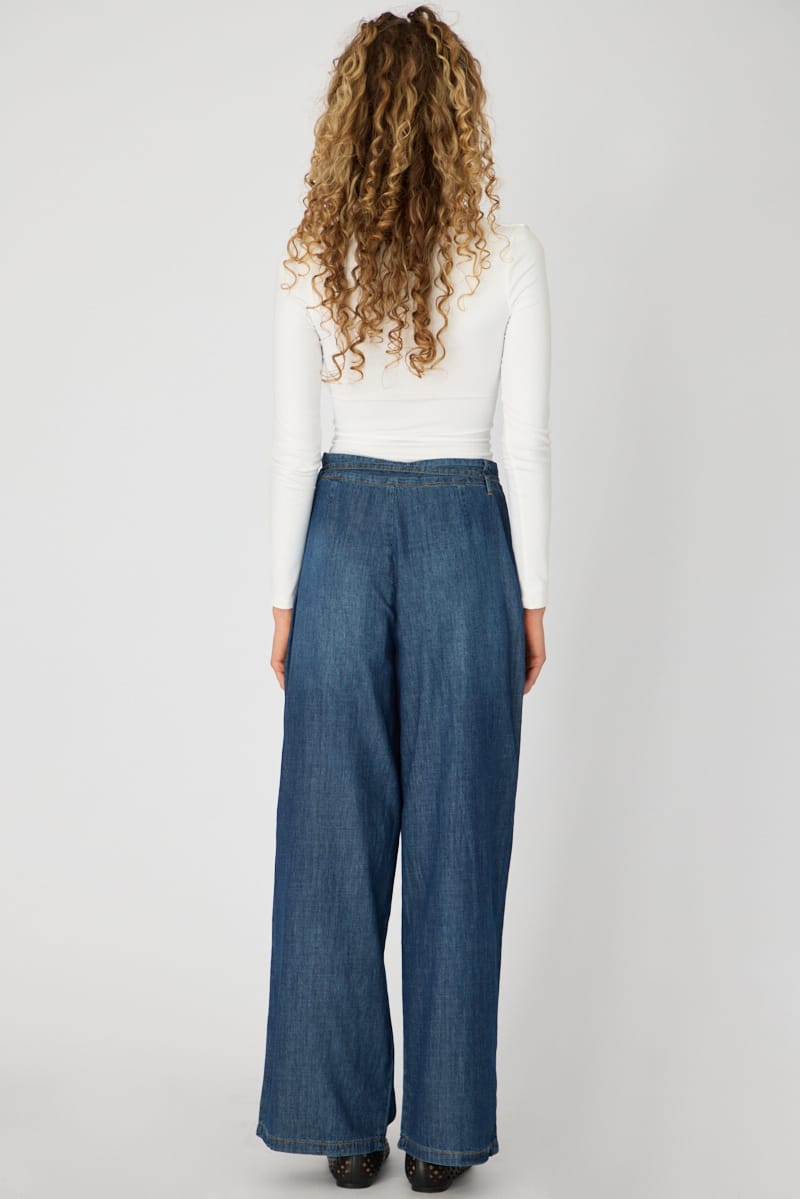 Denim Wide Leg Jeans Tie Up for Ally Fashion