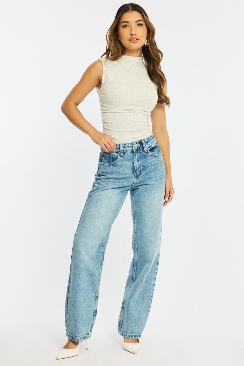 Denim Straight Jeans Mid Rise for Ally Fashion