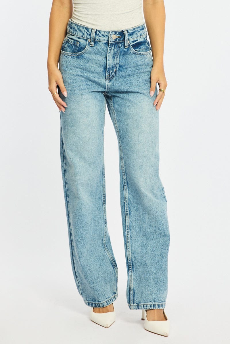 Denim Straight Jeans Mid Rise for Ally Fashion