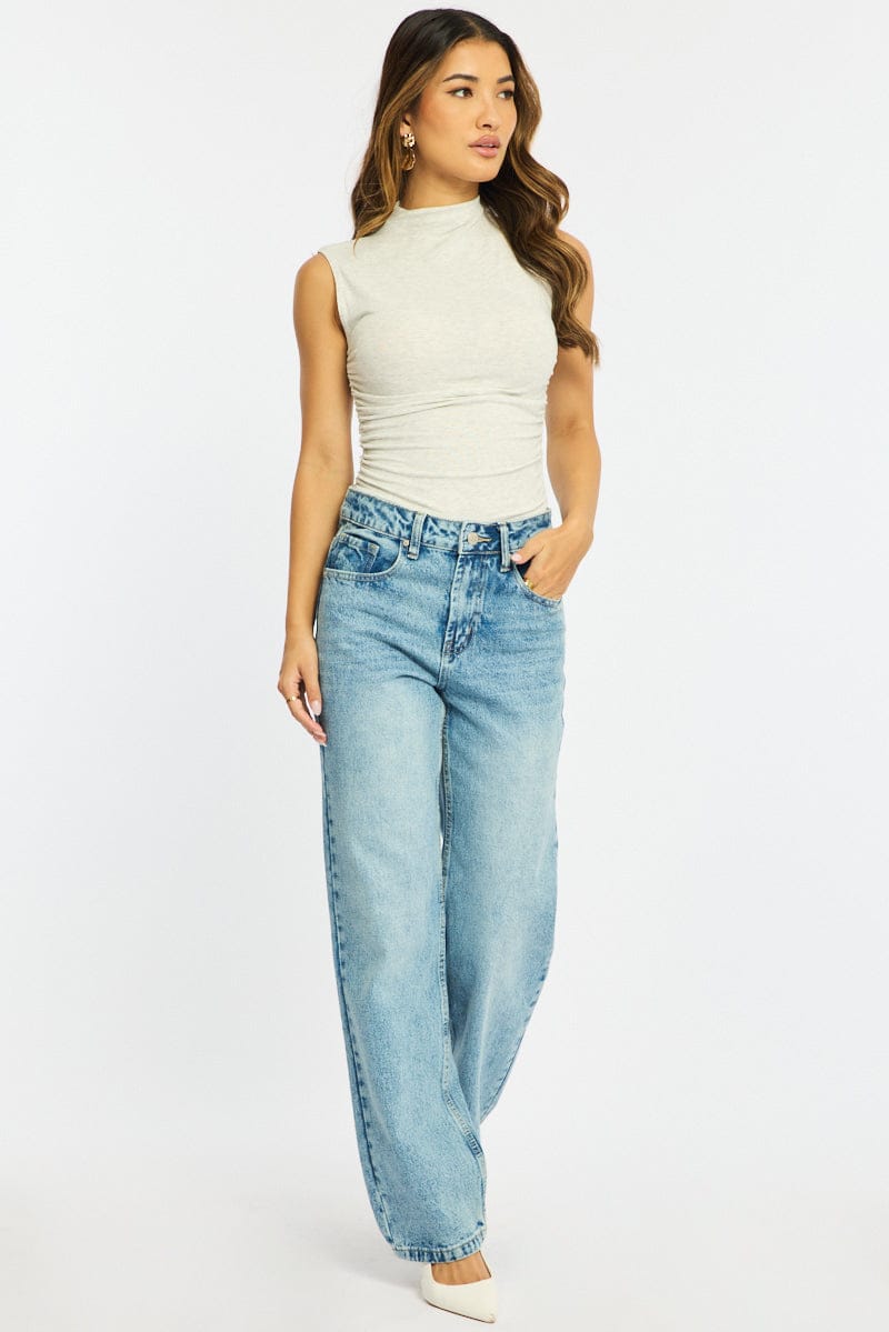 Denim Straight Jeans Mid Rise for Ally Fashion