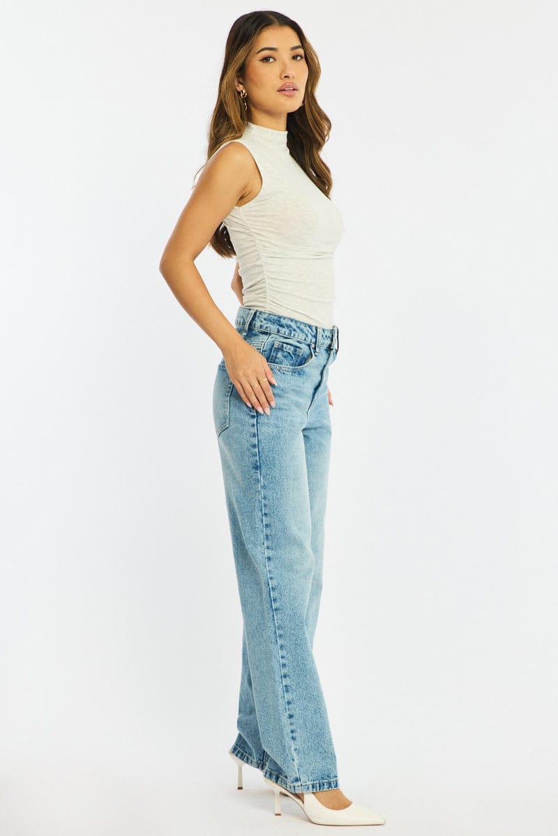 Denim Straight Jeans Mid Rise for Ally Fashion