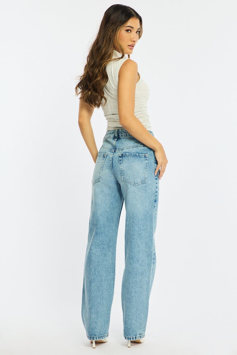 Denim Straight Jeans Mid Rise for Ally Fashion