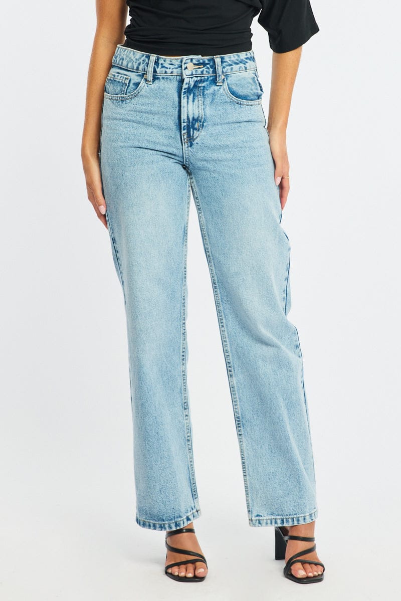 Denim Straight Jeans Mid Rise for Ally Fashion