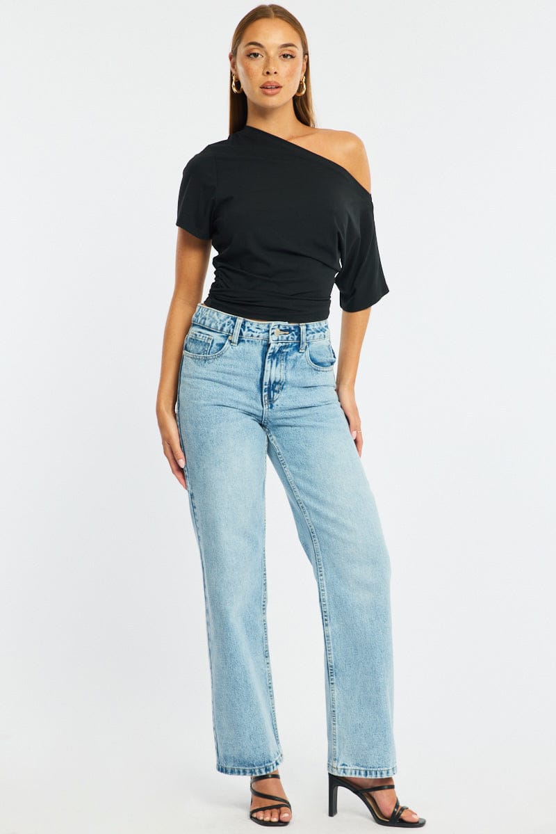 Denim Straight Jeans Mid Rise for Ally Fashion