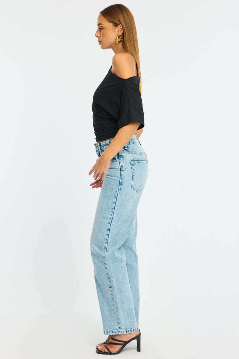 Denim Straight Jeans Mid Rise for Ally Fashion