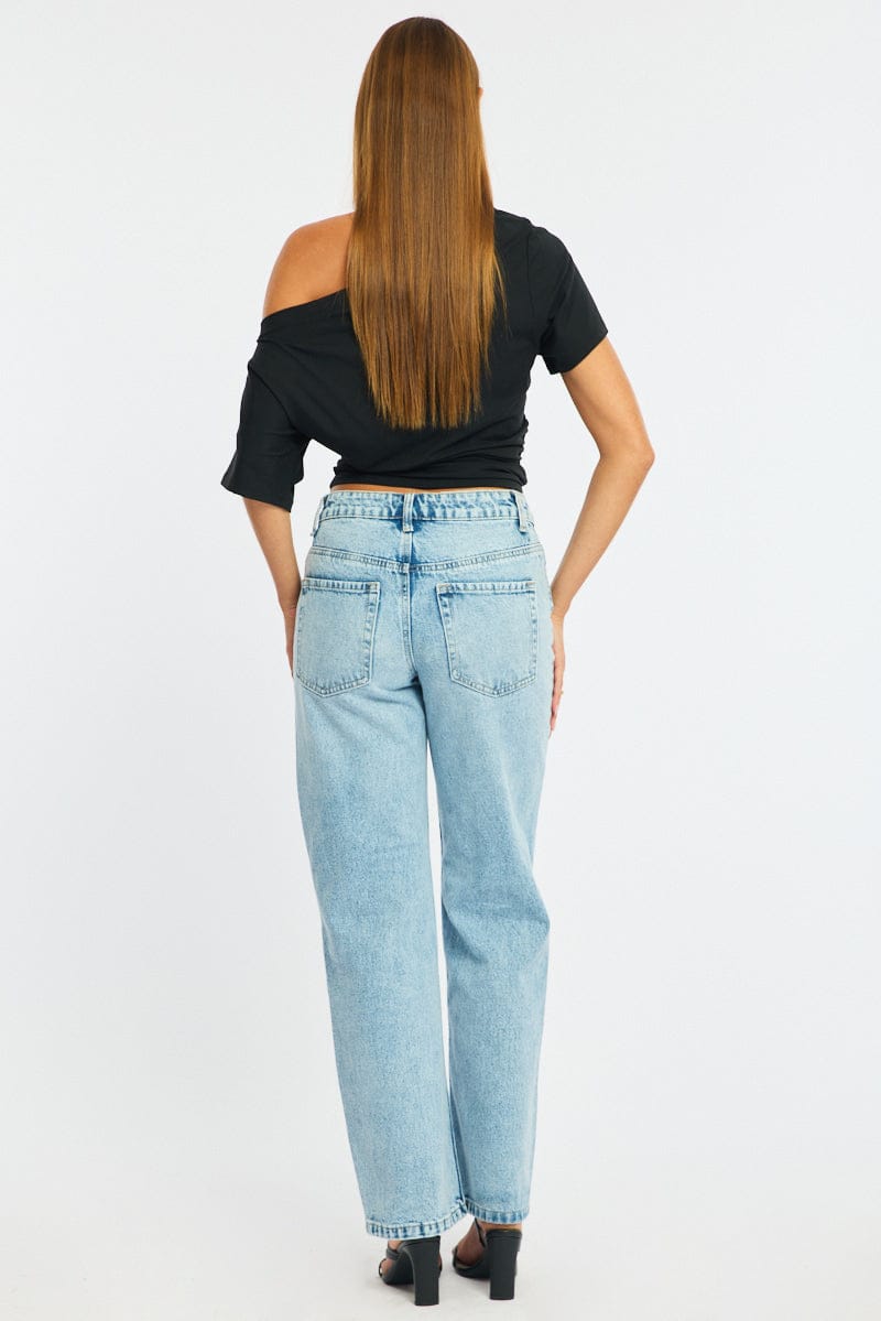Denim Straight Jeans Mid Rise for Ally Fashion