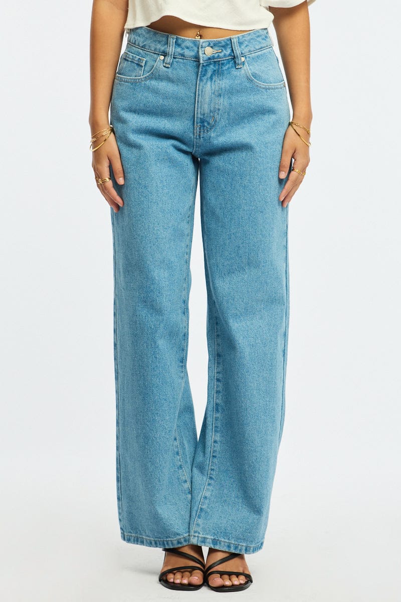 Denim Wide Leg Jeans Star Patch for Ally Fashion