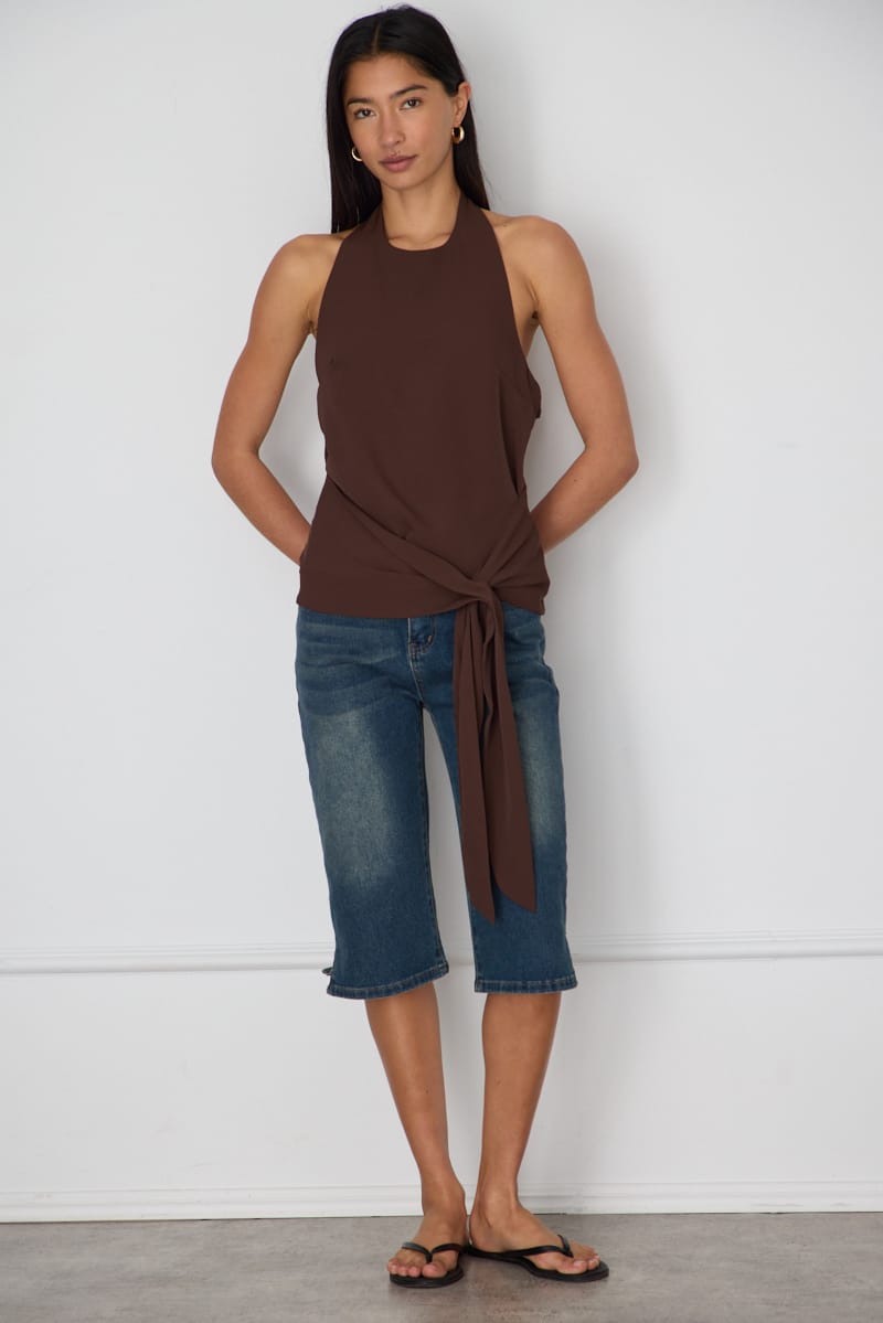 Denim Mid Rise Capri Jeans Knee Length Stretch for Ally Fashion