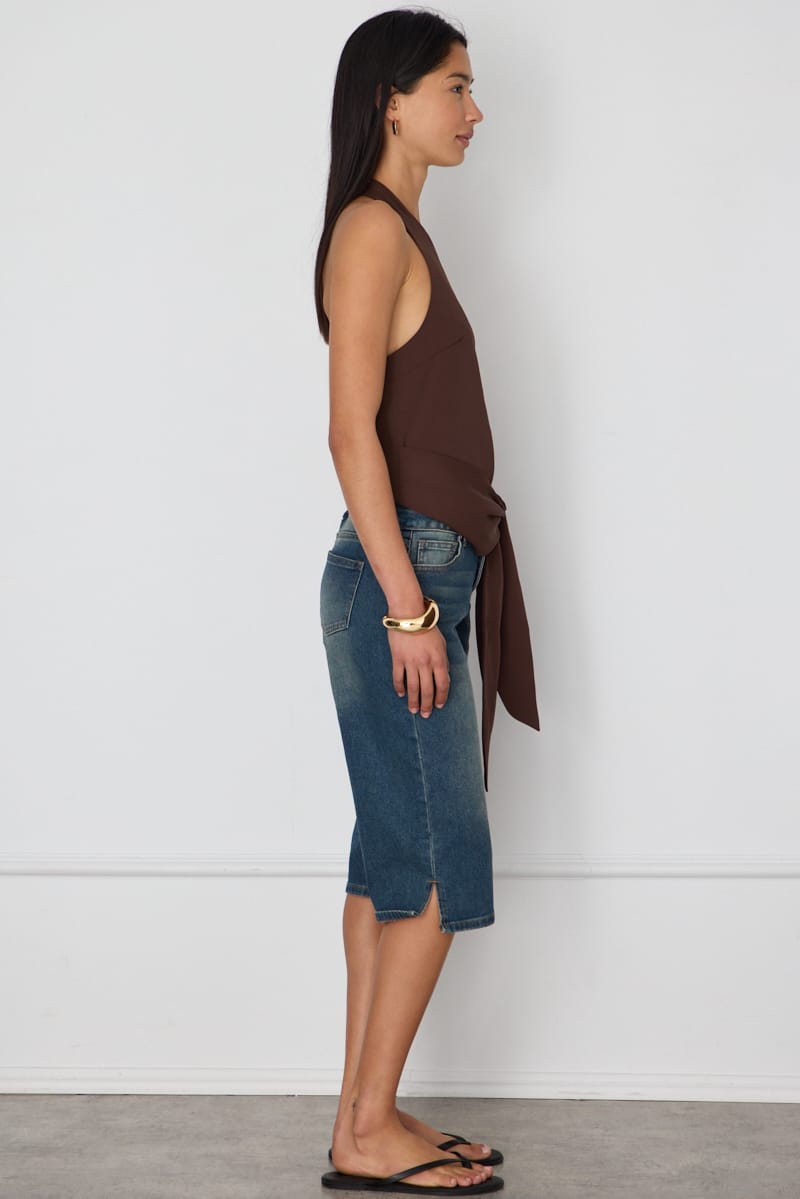 Denim Mid Rise Capri Jeans Knee Length Stretch for Ally Fashion