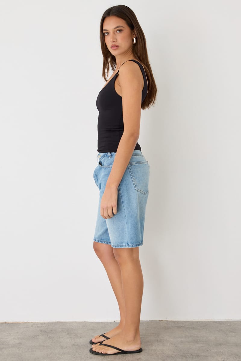 Denim Crossover Waist Jorts Bermuda Shorts for Ally Fashion