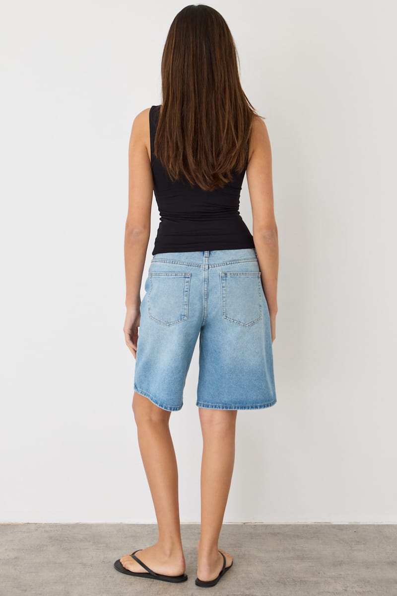 Denim Crossover Waist Jorts Bermuda Shorts for Ally Fashion