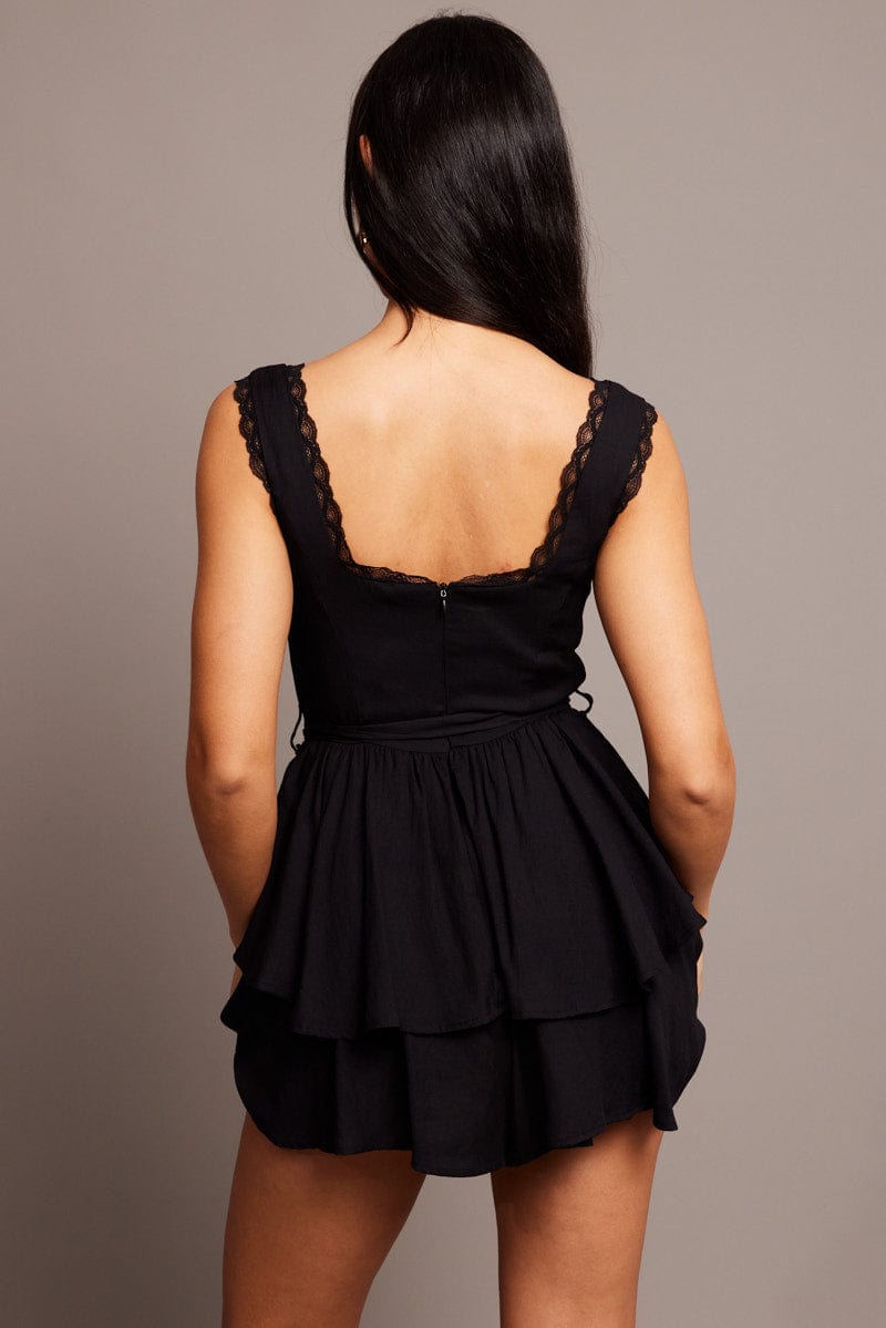 Black Playsuit Sleeveless for Ally Fashion