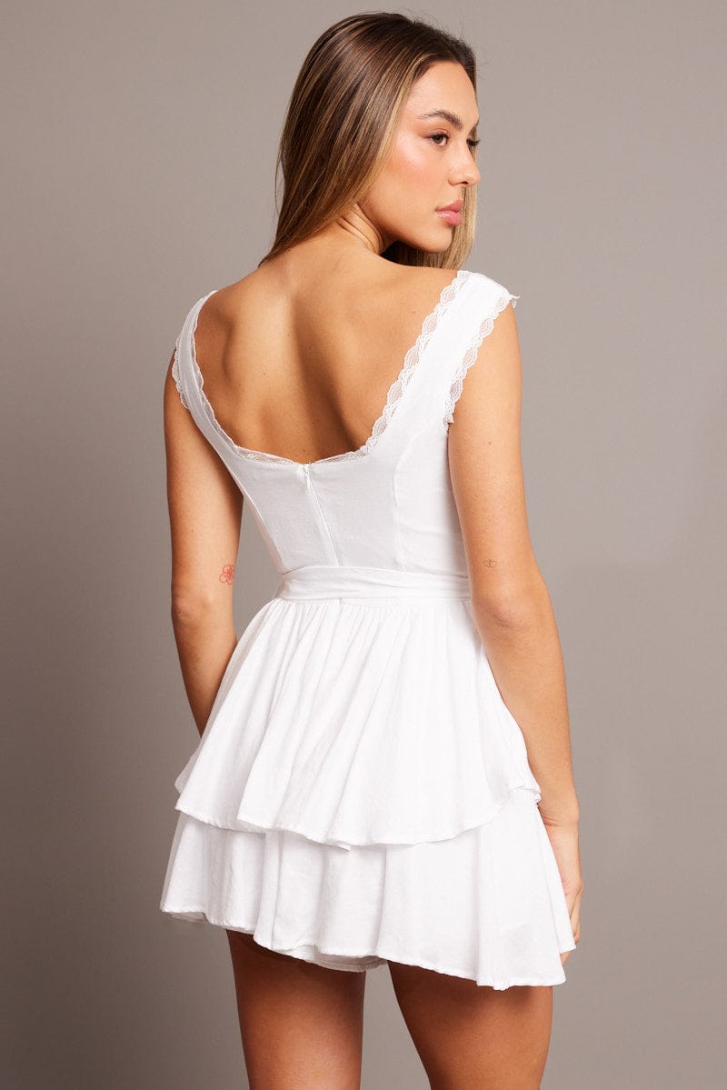 White Playsuit Sleeveless for Ally Fashion