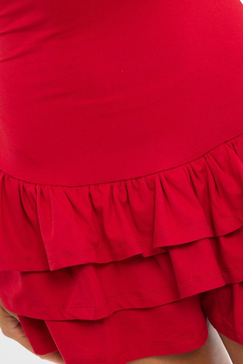Red Playsuit Frilled Hem for Ally Fashion