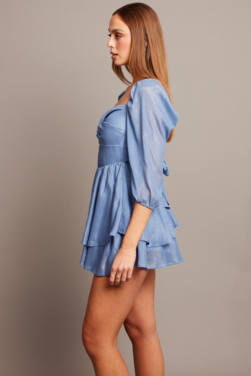 Blue Playsuit Twisted Front for Ally Fashion