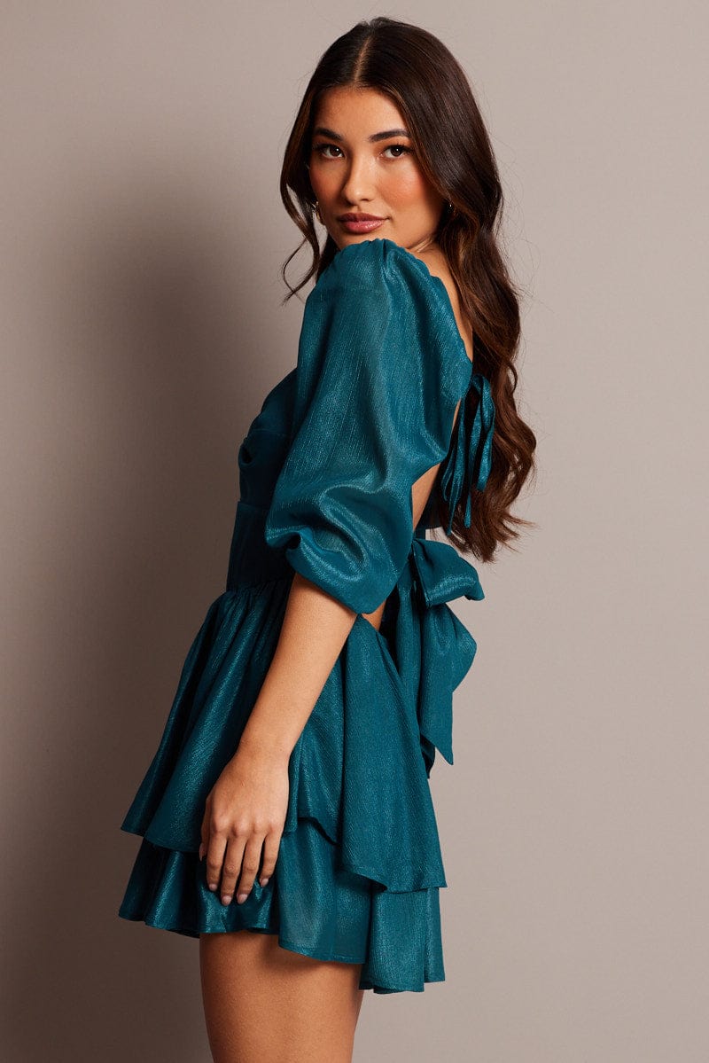 Blue Playsuit Twisted Front for Ally Fashion