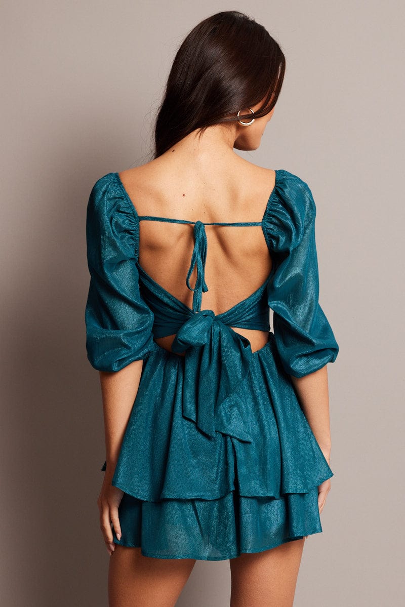 Blue Playsuit Twisted Front for Ally Fashion