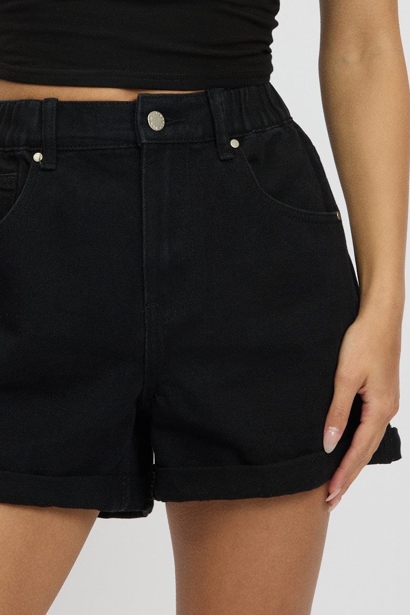 Black Relaxed Short Elastic Waist for Ally Fashion